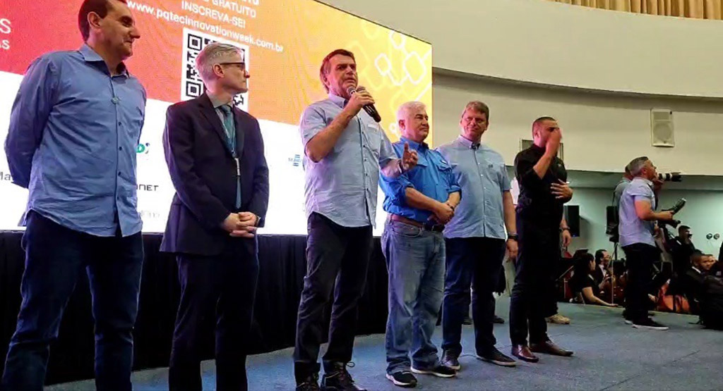 Bolsonaro durante discurso no Parque Tecnológico de São José dos Campos (SP)