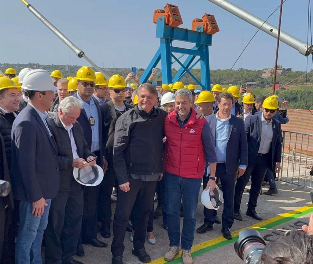 Presidente Jair Bolsonaro e o presidente do Paraguai, Mario Abdo Benítez (Foto: Marcos Landim/RPC Foz do Iguaçu)