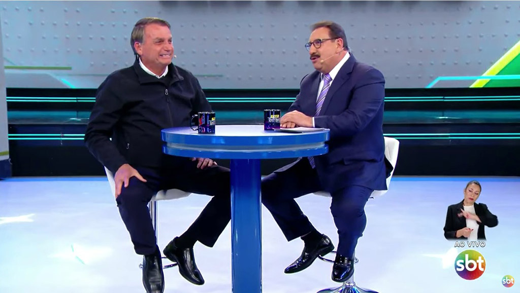 Presidente da República, Jair Bolsonaro (PL), durante a entrevista com o apresentador Ratinho no SBT