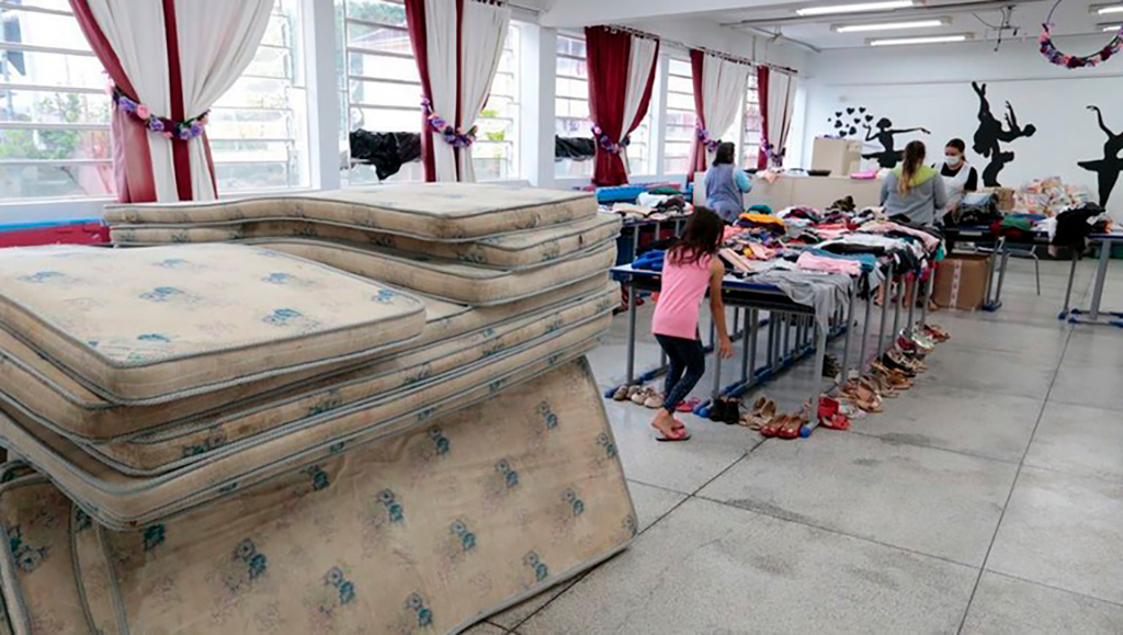 Abrigo emergencial em Joinville (SC). O Município é um dos que fez a requisição de cofinanciamento federal. Foto: Prefeitura de Joinville (SC)