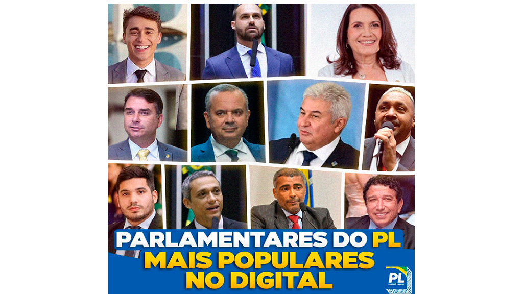 Dos 20 parlamentares mais influentes nas redes sociais, 11 são do PL
