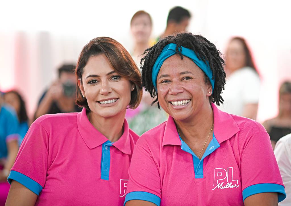 Presidente do PL Mulher, Michelle Bolsonaro e a deputada Sílvia Cristina (Foto.: Zack Stencil/ PL)