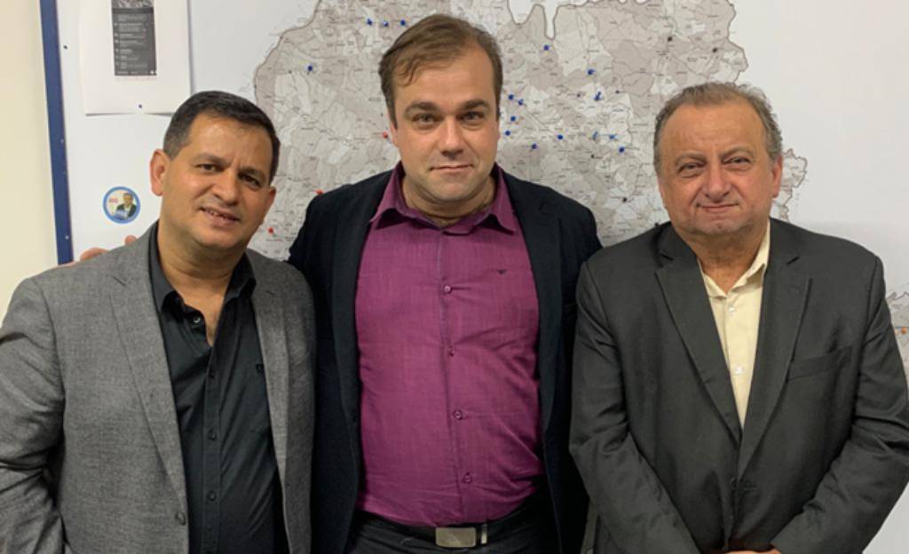 Secretário de Educação Roselei Françoso, Gustavo Pozzi (PL-SP) e o Deputado Federal Miguel Lombardi (PL-SP)