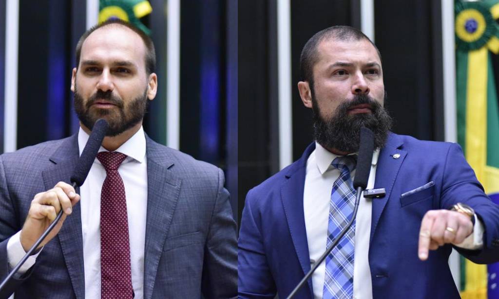 Os deputados do Partido Liberal Eduardo Bolsonaro (PL-SP) e Paulo Bilynskyj (PL-SP) - Foto: Divulgação/Agência Câmara