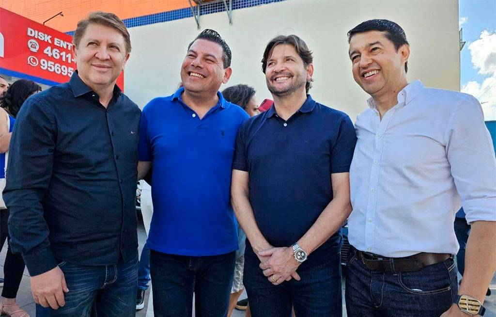 Deputado federal Jefferson Campos (PL-SP), Prefeito Rogério Franco, Presidente da Alesp, deputado André do Prado (PL-SP) ; deputado estadual Carlos Cezar (PL-SP) - Foto: Da Assessoria do deputado Carlos Cezar