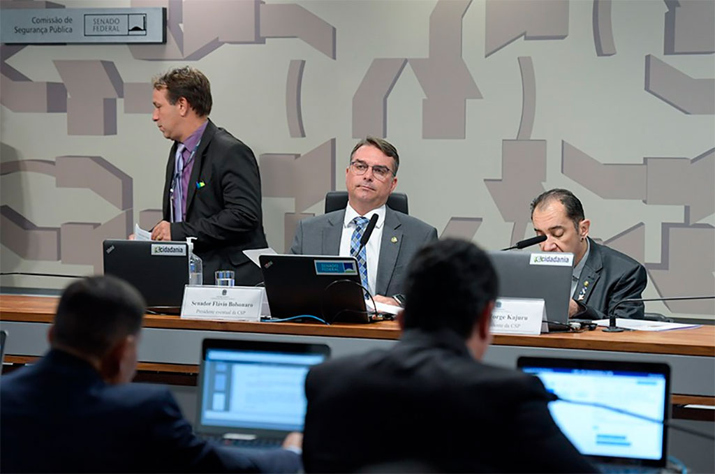 O senador Flávio Bolsonaro foi o relator do projeto na Comissão de Segurança Pública do Senado (CSP) – Foto: Saulo Cruz/Agência Senado