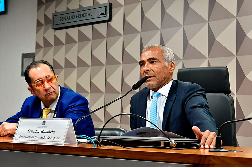 Jorge Kajuru e Romário são, respectivamente, presidente e relator da CPI da Manipulação de Jogos e Apostas Esportivas – Foto: Waldemir Barreto/Agência Senado