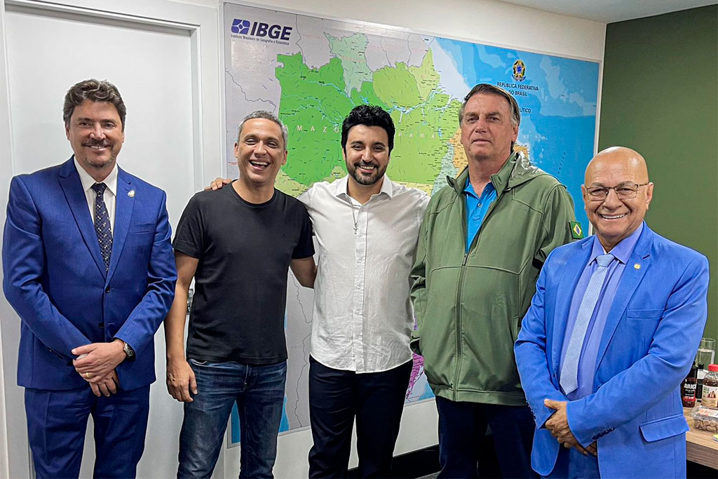 Senador Wilder Morais (PL-GO), Deputado Federal Gustavo Gayer (PL-GO), pré-candidato a prefeito por Goiânia, Fred Rodrigues (PL-GO), pré-candidato a prefeito por Aparecida, Professor Alcides (PL-GO) – Foto: Assessoria de Imprensa do Deputado