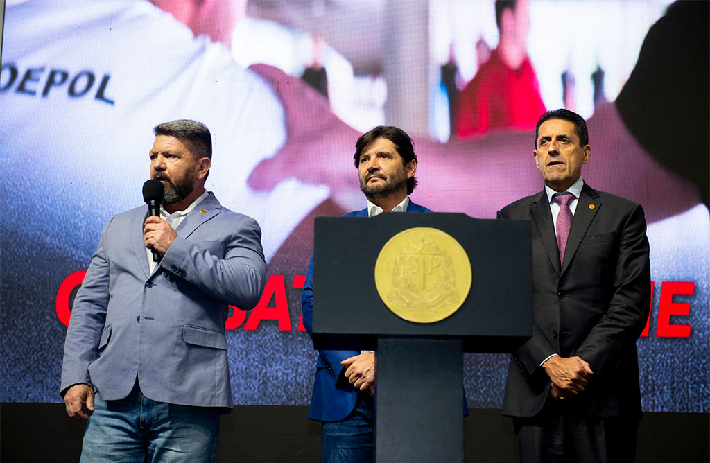Deputado Major Mecca (PL-SP),, O Presidente da Assembleia Legislativa de São Paulo, Deputado André do Prado (PL-SP) e o Delegado Olim - Foto: divulgação - João Pedro Barreto - Fotos: Governo SP