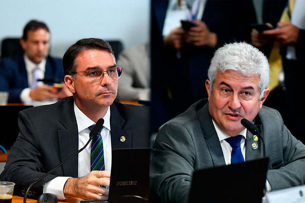 Relator do Projeto Senador Flávio Bolsonaro (PL-RJ) e o autor Senador Astronauta Marcos Pontes (PL-SP) – Foto: divulgação/Agência senado