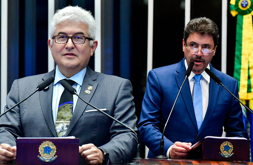 O autor do Projeto, senador Astronauta Marcos Pontes (PL-SP), e o relator senador Wilder Morais (PL-GO) – Foto: /Agência Senado