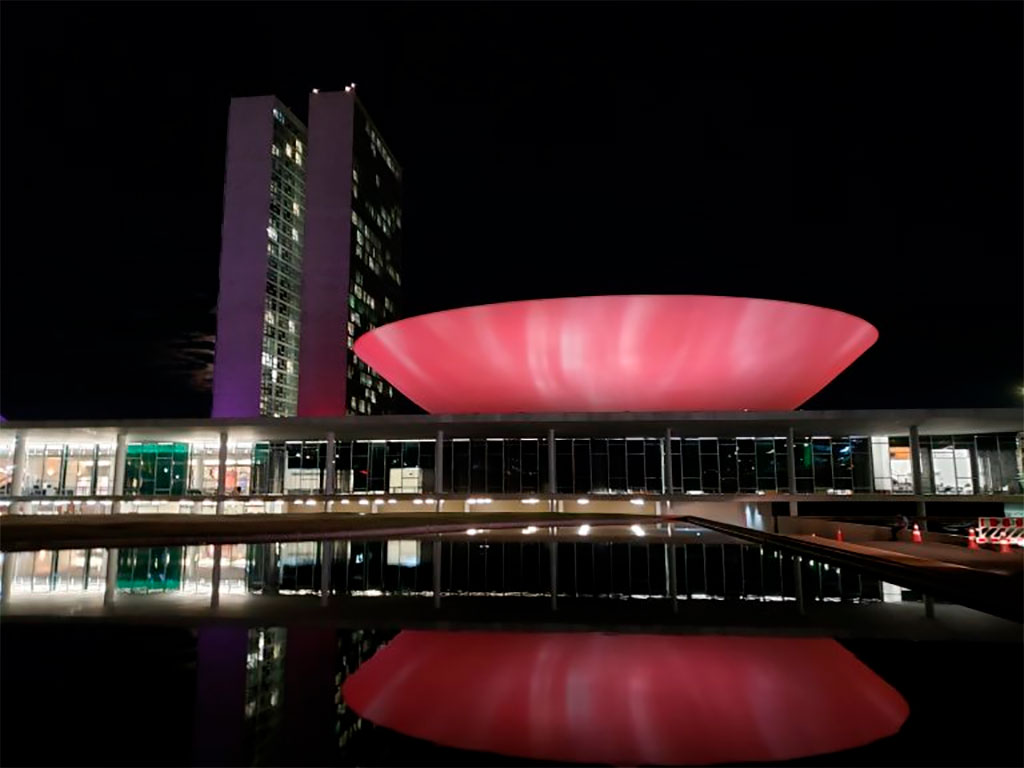 Congresso recebe iluminação especial  em campanha de conscientização – Foto: Pierre Triboli/Câmara dos Deputados