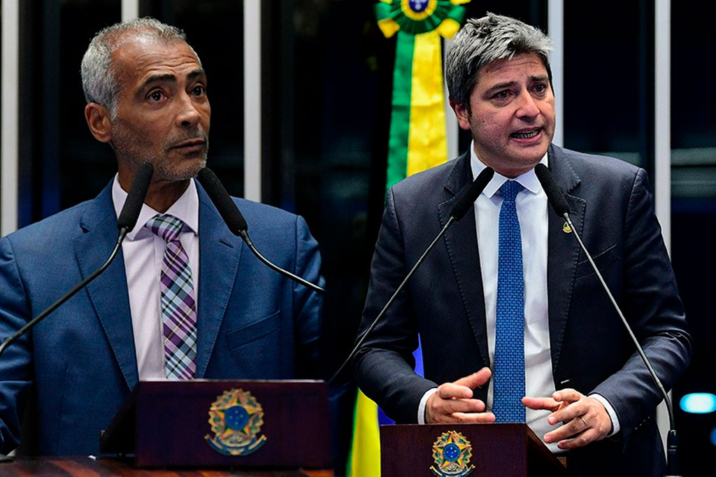 O autor da proposta, senador Romário (PL-RJ) e o relator da proposta, Senador Carlos Portinho (PL-RJ) – Foto: divulgação/Agência Senado