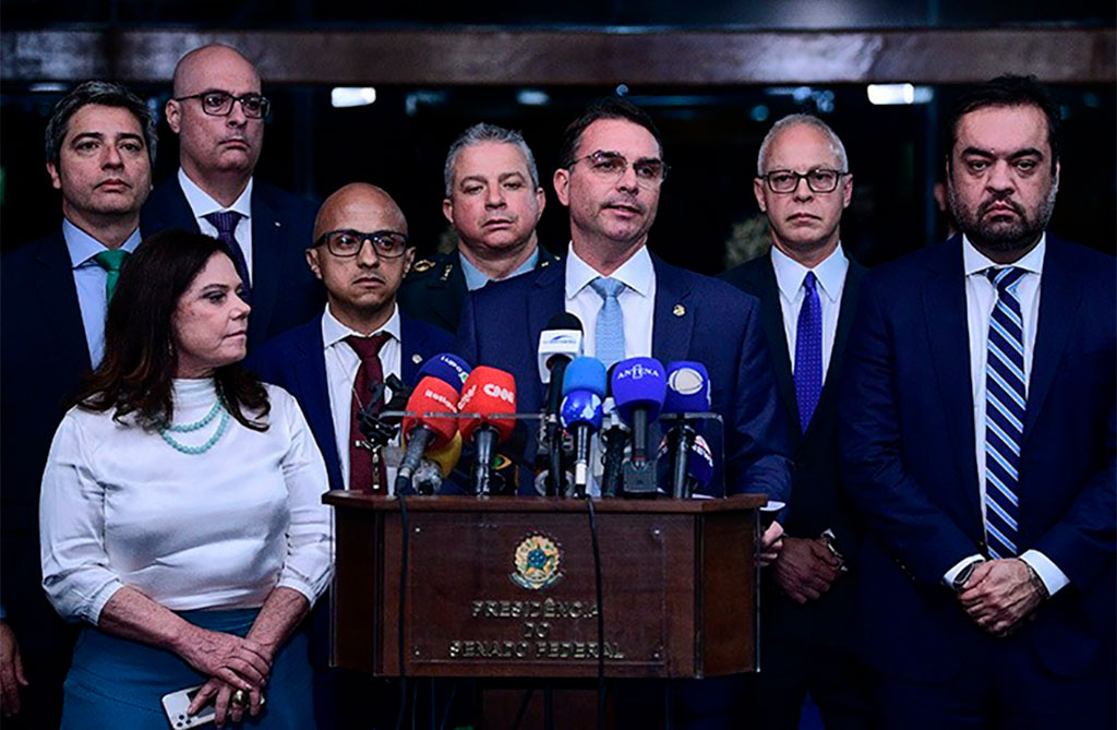 Participaram: senador Flávio Bolsonaro (PL-RJ); senador Carlos Portinho (PL-RJ); deputada Soraya Santos (PL-RJ); governador do Rio de Janeiro, Cláudio Castro - Foto: Pedro França/Agência Senado