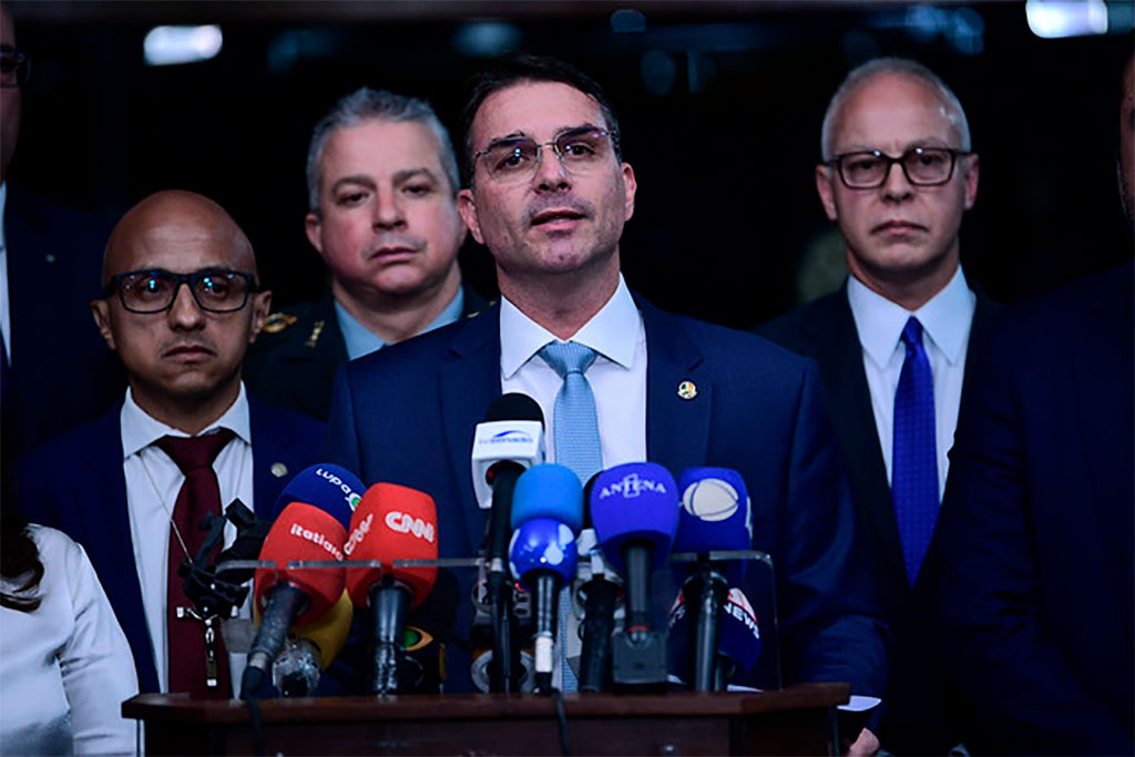 Participaram: senador Flávio Bolsonaro (PL-RJ); senador Carlos Portinho (PL-RJ); deputada Soraya Santos (PL-RJ); governador do Rio de Janeiro, Cláudio Castro - Foto: Pedro França/Agência Senado
