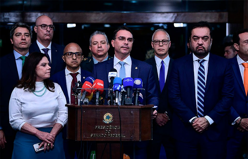 Participaram: senador Flávio Bolsonaro (PL-RJ); senador Carlos Portinho (PL-RJ); deputada Soraya Santos (PL-RJ); governador do Rio de Janeiro, Cláudio Castro - Foto: Pedro França/Agência Senado