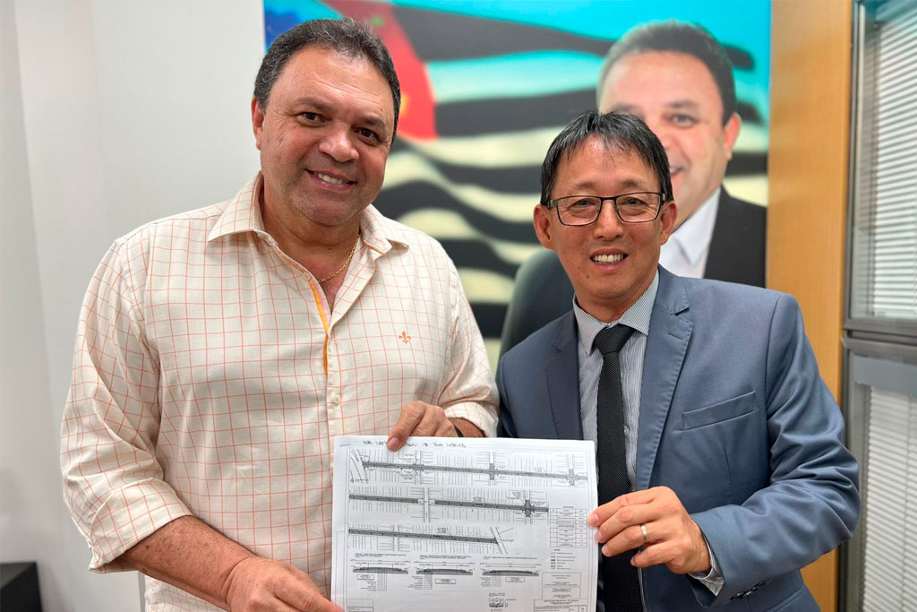 Deputado estadual Marcos Damasio (PL-SP) e o Presidente da Câmara de Suzano, Artur Takayama (PL-SP)