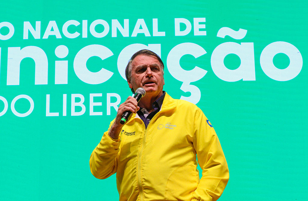 Presidente de Honra do PL, Jair Bolsonaro encerrando o 1º Seminário de Comunicação do PL - Foto: Pedro Teixeira/PL