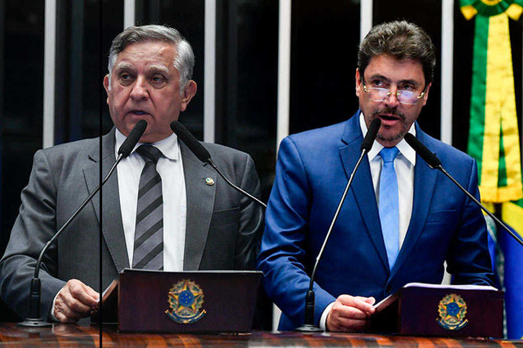 O autor, senador Izalci Lucas (PL-DF) e o relator senador Wilder Morais (PL-GO) - Foto: divulgação/Agência Senado de Notícias