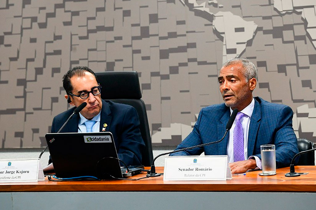Senador Jorge Kajuru e senador Romário (PL-RJ) são, respectivamente, presidente e relator da CPI da Manipulação de Jogos e Apostas Esportivas – Foto: Marcos Oliveira/Agência Senado
