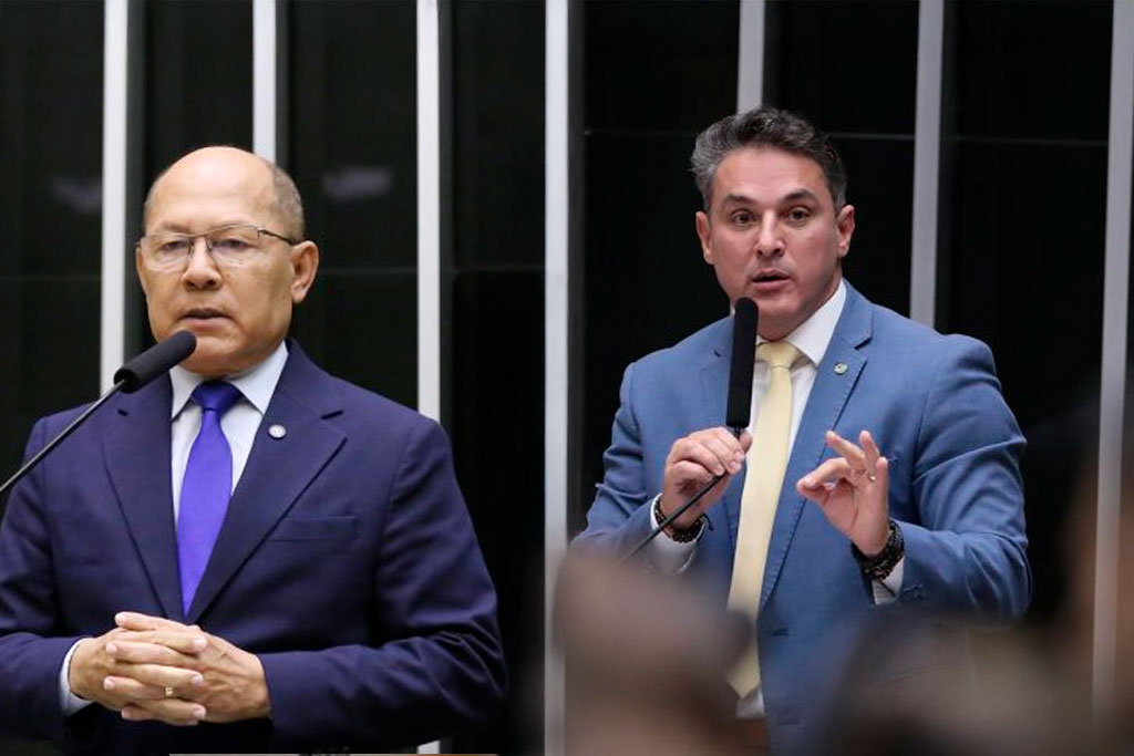 O relator deputado Coronel Chrisóstomo (PL-RO) e o autor do Projeto, deputado Zucco (PL-RS)– Foto: divulgação/Agência Câmara de Notícias