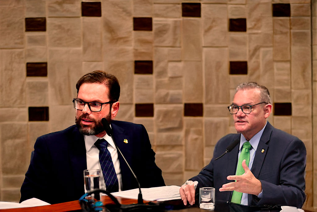 Autor do projeto, senador Wellington Fagundes (PL-MT) e o relator, senador Jorge Seif (PL-SC) – Foto: divulgação/Agência Senado