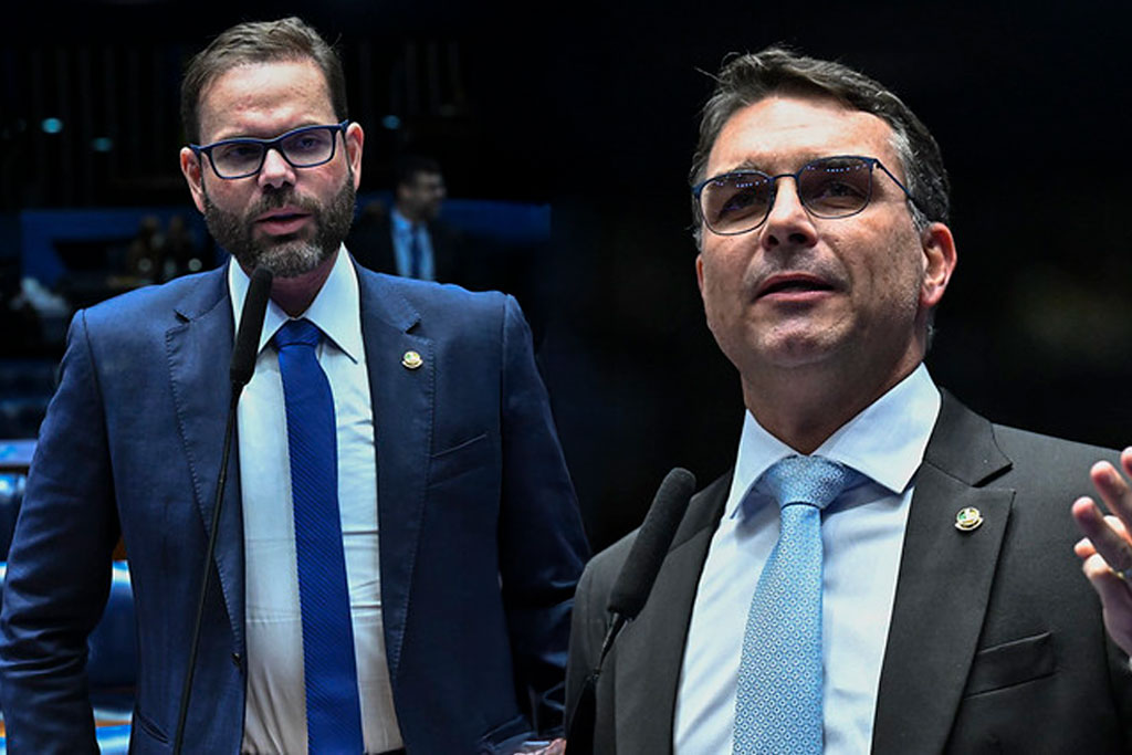 Senador Flávio Bolsonaro (PL-RJ) é autor e senador Jorge Seif (PL-SC) é relator de projeto que obriga bloqueio automático de celular roubado - Foto: divulgação/Agência Senado de Notícias