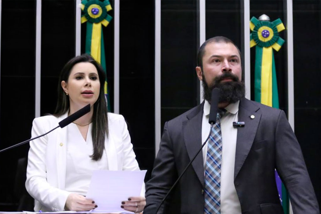 O deputado Delegado Paulo Bilynskyj (PL-SP) e a líder da Minoria, deputada Caroline de Toni (PL-SC) - Foto: divulgação/Agência Câmara de Notícias