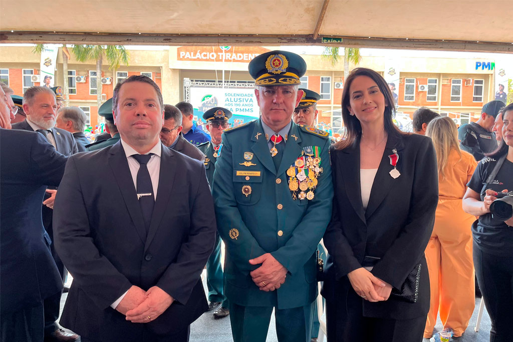 Deputado federal Rodolfo Nogueira (PL-MS), Coronel Adib Massad e a Vice-prefeita de Dourados, Gianni Nogueira (PL-MS) - Foto: divulgação/Assessoria de Imprensa