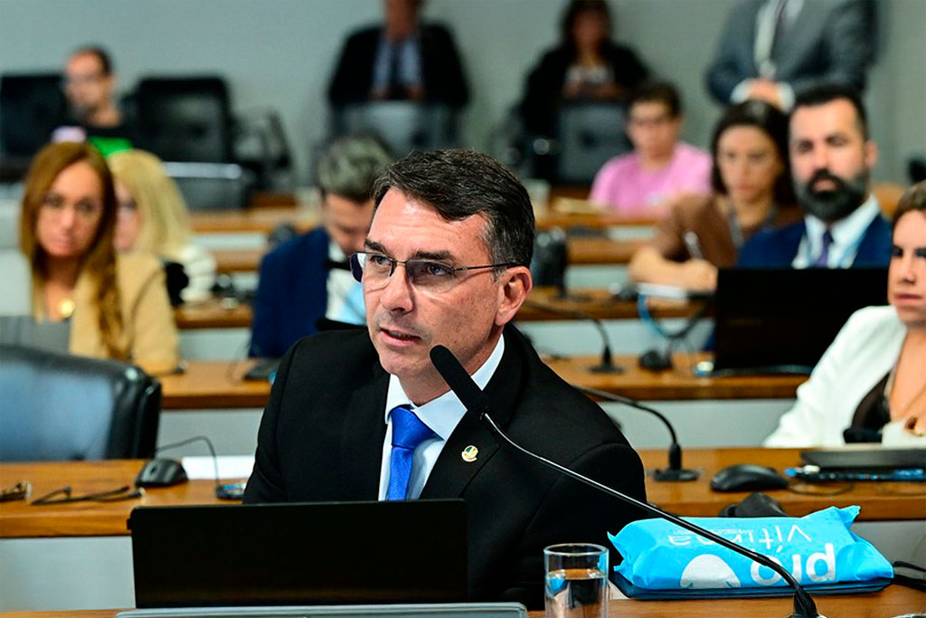O senador Flávio Bolsonaro (PL-RJ) apresentou parecer favorável ao projeto – Foto: Geraldo Magela/Agência Senado