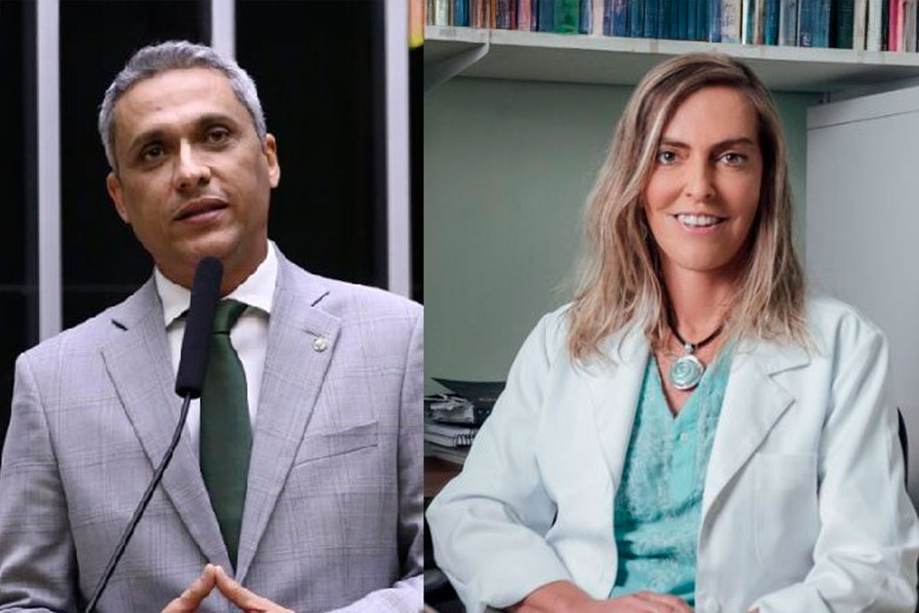 Deputado federal Gustavo Gayer (PL-GO) e a pesquisadora brasileira Tatiana Coelho de Sampaio, da Universidade Federal do Rio de Janeiro (UFRJ)- Foto: Vinicius Loures/Câmara dos Deputados e Reprodução
