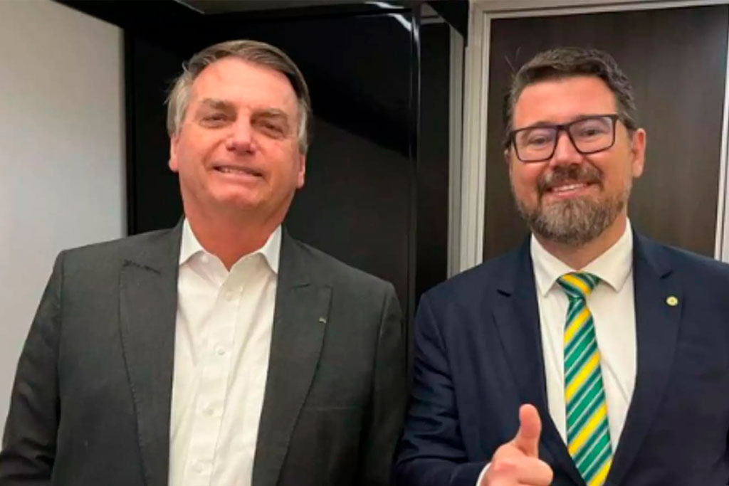 Presidente de Honra do Partido Liberal, Jair Bolsonaro e o Deputado Federal Marcos Pollon (PL-MS) - Foto: divulgação/Assessoria de Imprensa
