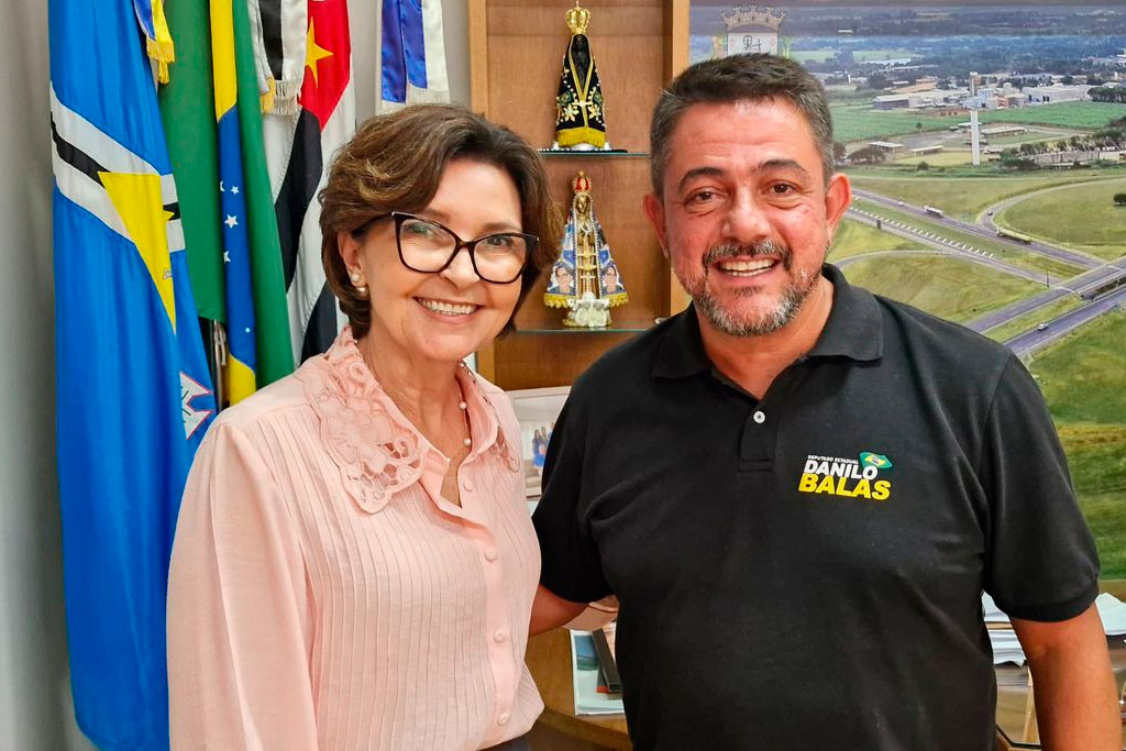 Deputado Danilo Balas (PL-SP) e Prefeita Cristina Saad discutem segurança pública em Cordeirópolis - Foto: Jonathan Ventura
